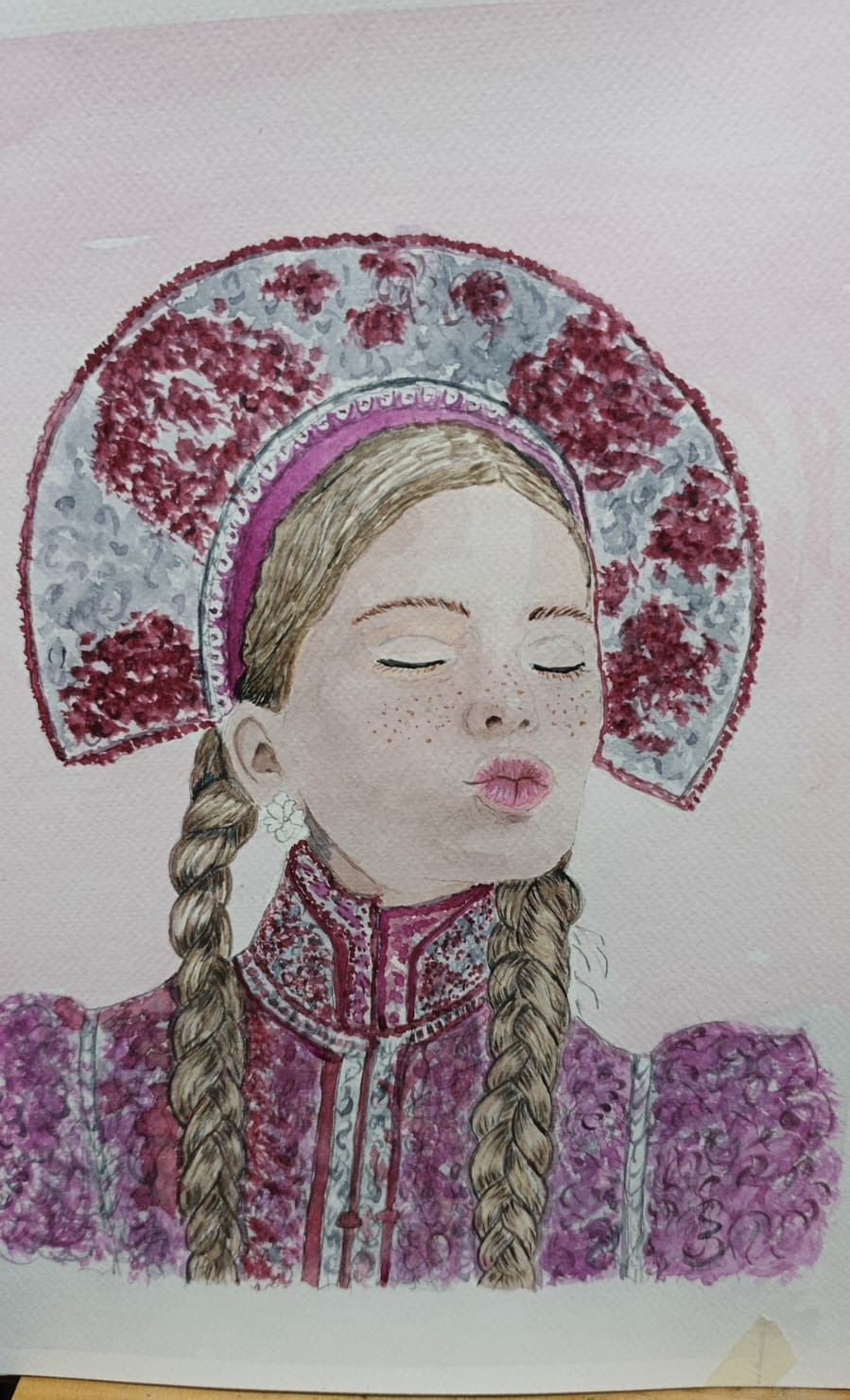 Resultado de alumna — retrato en acuarela