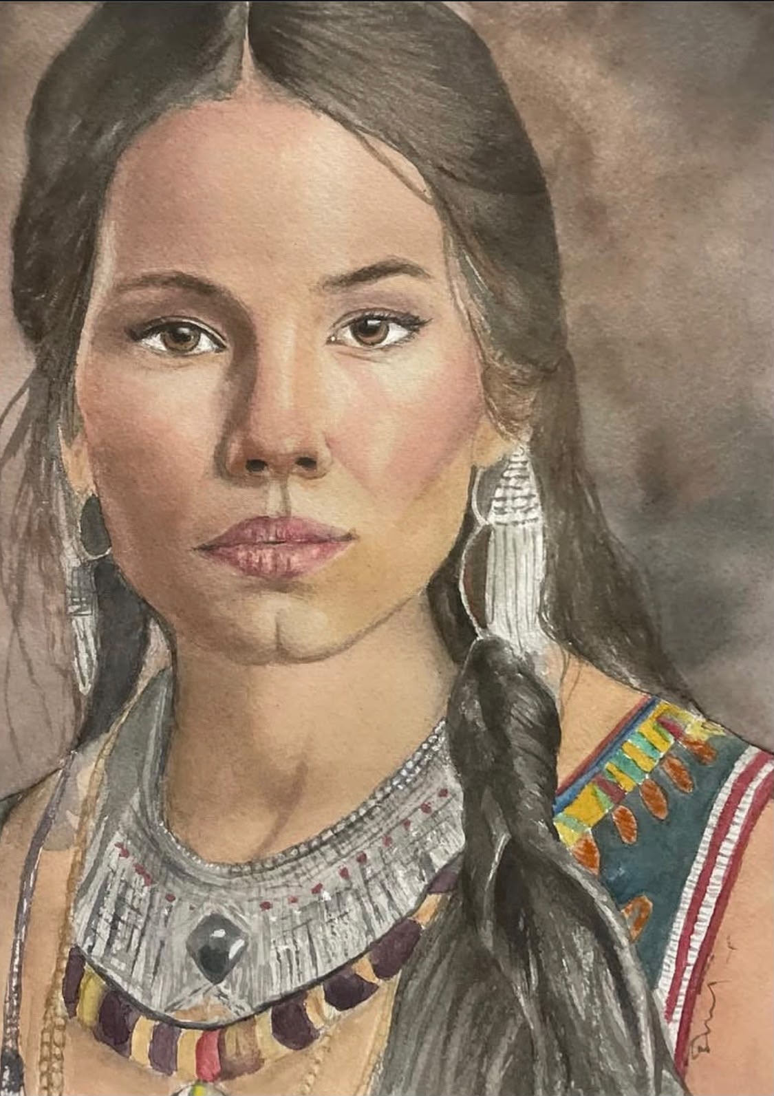 Resultado de alumna — retrato en acuarela